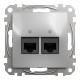 Комп'ютерна розетка подвійна RJ45, кат. 5e, неекр. UTP, Алюміній, Sedna Design SDD113452