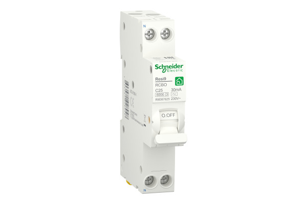 Диференційний автомат 6kA 1M 1P+N 25A C 30mA АC, Resi9 Schneider Electric R9D87625