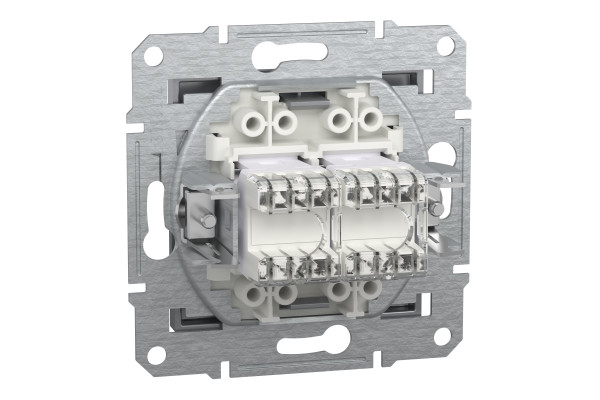 Розетка комп'ютерна, RJ45, кат.5е, UTP, подвійна, Сталь, Asfora, EPH4400162