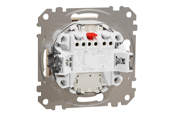 Двохклавішний вимикач з синьою підсвіткою 10А-250В, Бежевий, Sedna Design SDD112105L