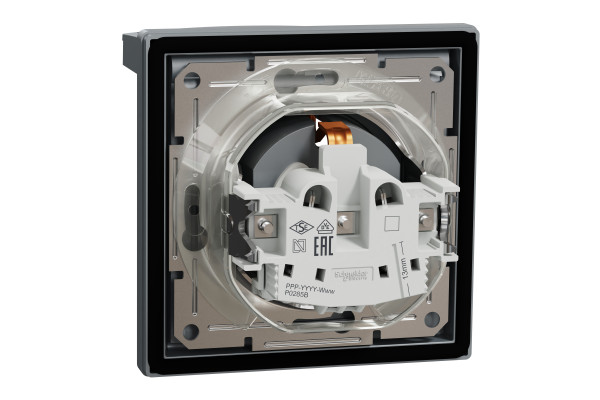 Розетка з заземленням, з кришкою та шторками, IP44, Сталь, Asfora, EPH3100362