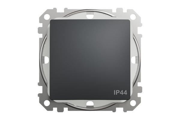 Одноклавішний вимикач IP44, 10А-250В, Чорний, Sedna Design SDD214101