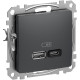 USB розетка A+C, 3 A, 45 Вт, Антрацит Sedna Design SDD114404