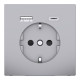 Розетка силова 2К+З, 16А, з USB 3A, тип А+C, гвинт.затиск, шторки, Нержавіюча сталь, пластик, D-Life Merten MTN2367-6036