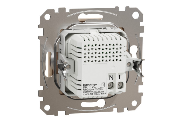 Розетка USB подвійна А+C, 2.4А, 230В, Бежевий, Sedna Design SDD112402