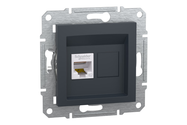 Розетка комп'ютерна, RJ45, кат.5е, STP, Антрацит, Asfora, EPH5000171