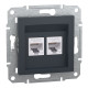 Розетка комп'ютерна, RJ45, кат.6, UTP, подвійна, Антрацит, Asfora, EPH4800171