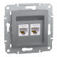 Розетка комп'ютерна, RJ45, кат.5е, UTP, подвійна, Сталь, Asfora, EPH4400162