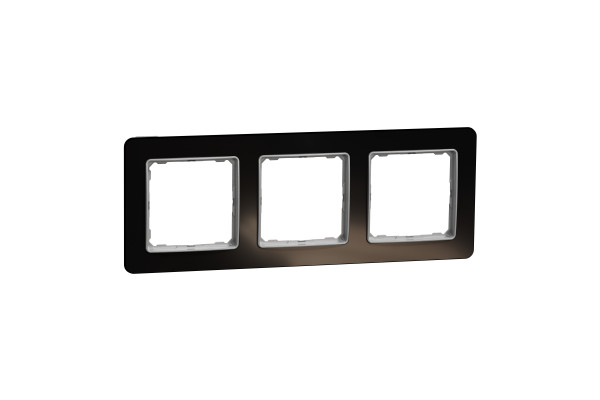 Рамка 3-постова, Чорне скло, Sedna Elements SDD361803