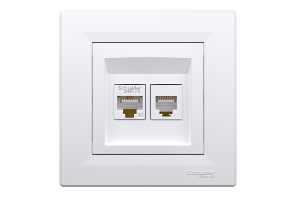РОЗЕТКА КОМП'ЮТЕРНА RJ45 КАТ. 5Е І ТЕЛЕФОННА РОЗЕТКА RJ12 БІЛА ASFORA, EPH4900121