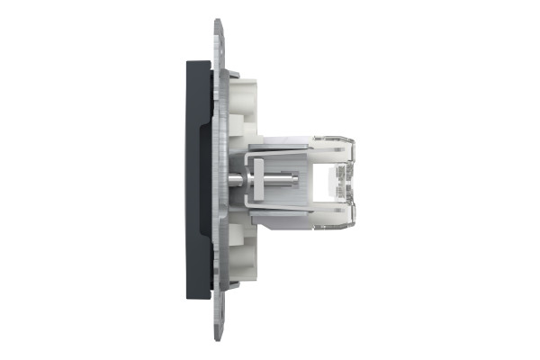 Розетка комп'ютерна, RJ45, кат.6, UTP, подвійна, Антрацит, Asfora, EPH4800171