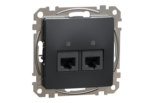 Комп'ютерна розетка подвійна RJ45, кат. 5e, неекр. UTP, Чорний, Sedna Design SDD114452