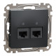 Комп'ютерна розетка подвійна RJ45, кат. 5e, неекр. UTP, Чорний, Sedna Design SDD114452
