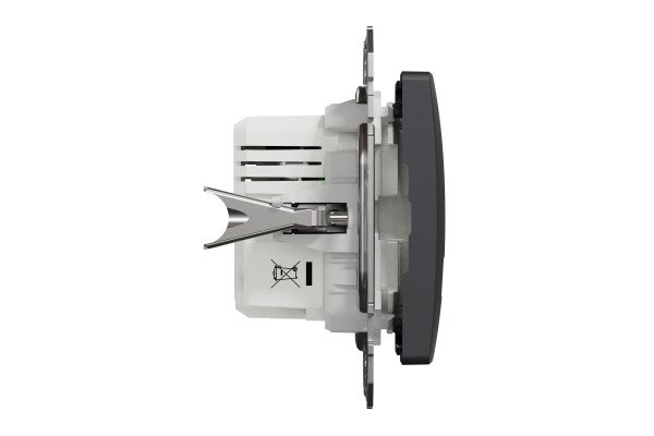 Розетка USB подвійна А+C, 2.4А, 230В, Чорний, Sedna Design SDD114402