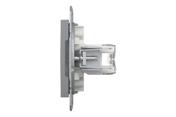 Розетка комп'ютерна, RJ45, кат.6, UTP, подвійна, Сталь, Asfora, EPH4800162