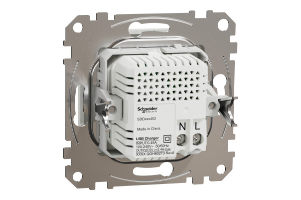 Розетка USB подвійна А+С, 2.4А, 230В, Білий, Sedna Design SDD111402
