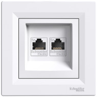Розетка комп'ютерна, RJ45, кат.5е, UTP, подвійна, Біла, Asfora EPH4400121