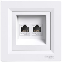 Розетка комп'ютерна, RJ45, кат.5е, UTP, подвійна, Біла, Asfora EPH4400121