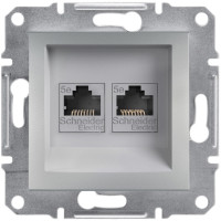 Розетка комп'ютерна, RJ45, кат.5е, UTP, подвійна, Алюміній, Asfora, EPH4400161