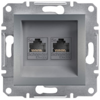 Розетка комп'ютерна, RJ45, кат.5е, UTP, подвійна, Сталь, Asfora, EPH4400162