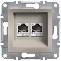 Розетка комп'ютерна, RJ45, кат.5е, UTP, подвійна, Бронза, Asfora, EPH4400169