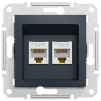 Розетка комп'ютерна, RJ45, кат.5е, UTP, подвійна, Антрацит, Asfora, EPH4400171