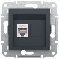 Розетка комп'ютерна, RJ45, кат.6, UTP, Антрацит, Asfora, EPH4700171