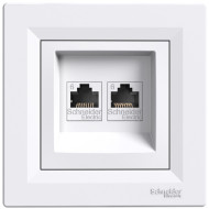 Розетка комп'ютерна, RJ45, кат.6, UTP, подвійна, Біла, Asfora EPH4800121