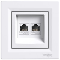 Розетка комп'ютерна, RJ45, кат.6, UTP, подвійна, Біла, Asfora EPH4800121
