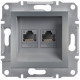 Розетка комп'ютерна, RJ45, кат.6, UTP, подвійна, Сталь, Asfora, EPH4800162