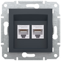 Розетка комп'ютерна, RJ45, кат.6, UTP, подвійна, Антрацит, Asfora, EPH4800171