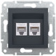 Розетка комп'ютерна, RJ45, кат.6, UTP, подвійна, Антрацит, Asfora, EPH4800171