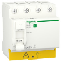 Пристрій захисного відключення 4P 25A 30mA А, Resi9 Schneider Electric R9R61425
