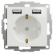 Розетка силова з заземленням + USB A+A, 2.4A, зі шторками, Білий, Sedna Design SDD111052
