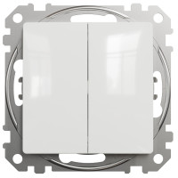 Двохклавішний прохідний перемикач 10А-250В, Білий, Sedna Design SDD111108