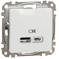 Розетка USB подвійна А+С, 2.4А, 230В, Білий, Sedna Design SDD111402
