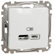 Розетка USB подвійна А+С, 2.4А, 230В, Білий, Sedna Design SDD111402