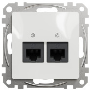 Комп'ютерна розетка подвійна RJ45, кат. 5e, неекр. UTP, Білий, Sedna Design SDD111452