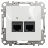 Компьютерная розетка двойная RJ45, кат. 5e, неэкранированная UTP, Белый, Sedna Design SDD111452
