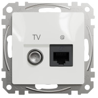 Комп'ютерна розетка RJ45+TV, кат. 6, неекр. UTP, Білий, Sedna Design SDD111469T