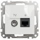 Комп'ютерна розетка RJ45+TV, кат. 6, неекр. UTP, Білий, Sedna Design SDD111469T
