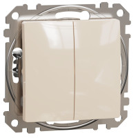 Двохклавішний вимикач 10А-250В, Бежевий, Sedna Design SDD112105