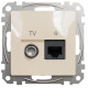 Комп'ютерна розетка RJ45+TV, кат. 6, неекр. UTP, Бежевий, Sedna Design SDD112469T