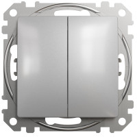 Двухклавишный выключатель 10А-250В, Алюминий, Sedna Design SDD113105