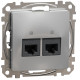 Комп'ютерна розетка подвійна RJ45, кат. 5e, неекр. UTP, Алюміній, Sedna Design SDD113452
