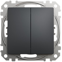 Двохклавішний вимикач 10А-250В, Чорний, Sedna Design SDD114105