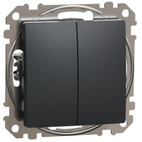 Двухклавишный кнопочный выключатель, Черный, Sedna Design SDD114118