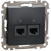 Компьютерная розетка двойная RJ45, кат. 5e, неэкранированная UTP, Черный, Sedna Design SDD114452