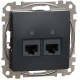 Комп'ютерна розетка подвійна RJ45, кат. 5e, неекр. UTP, Чорний, Sedna Design SDD114452