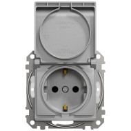 Розетка силовая с заземлением с крышкой IP44, 16A - 250В со шторками, Алюминий, Sedna Design SDD213024
